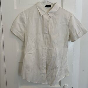 Theory Women's Cream Short Sleeve Blouse